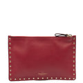 Valentino Clutch Rockstud Pouch in Red, Leather
