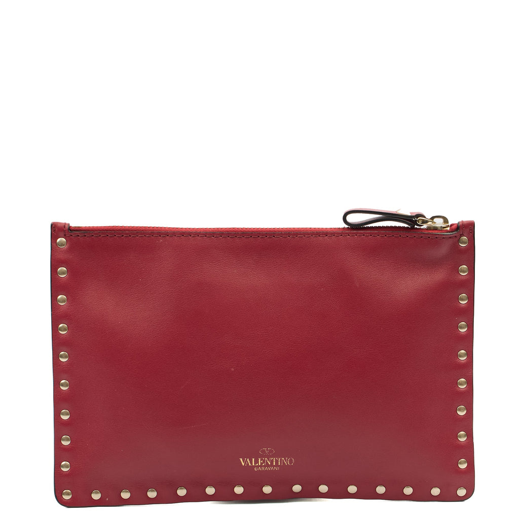 Valentino Clutch Rockstud Pouch in Red, Leather