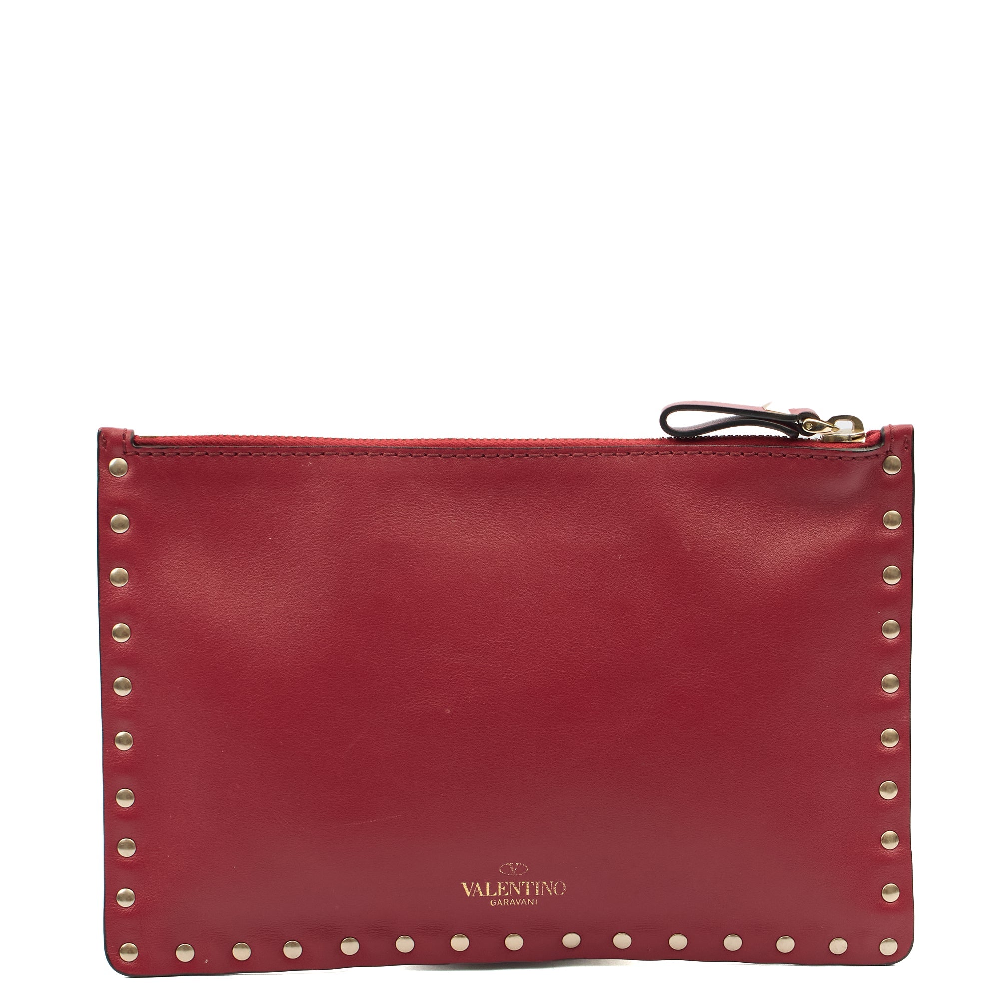 Valentino Clutch Rockstud Pouch in Red, Leather