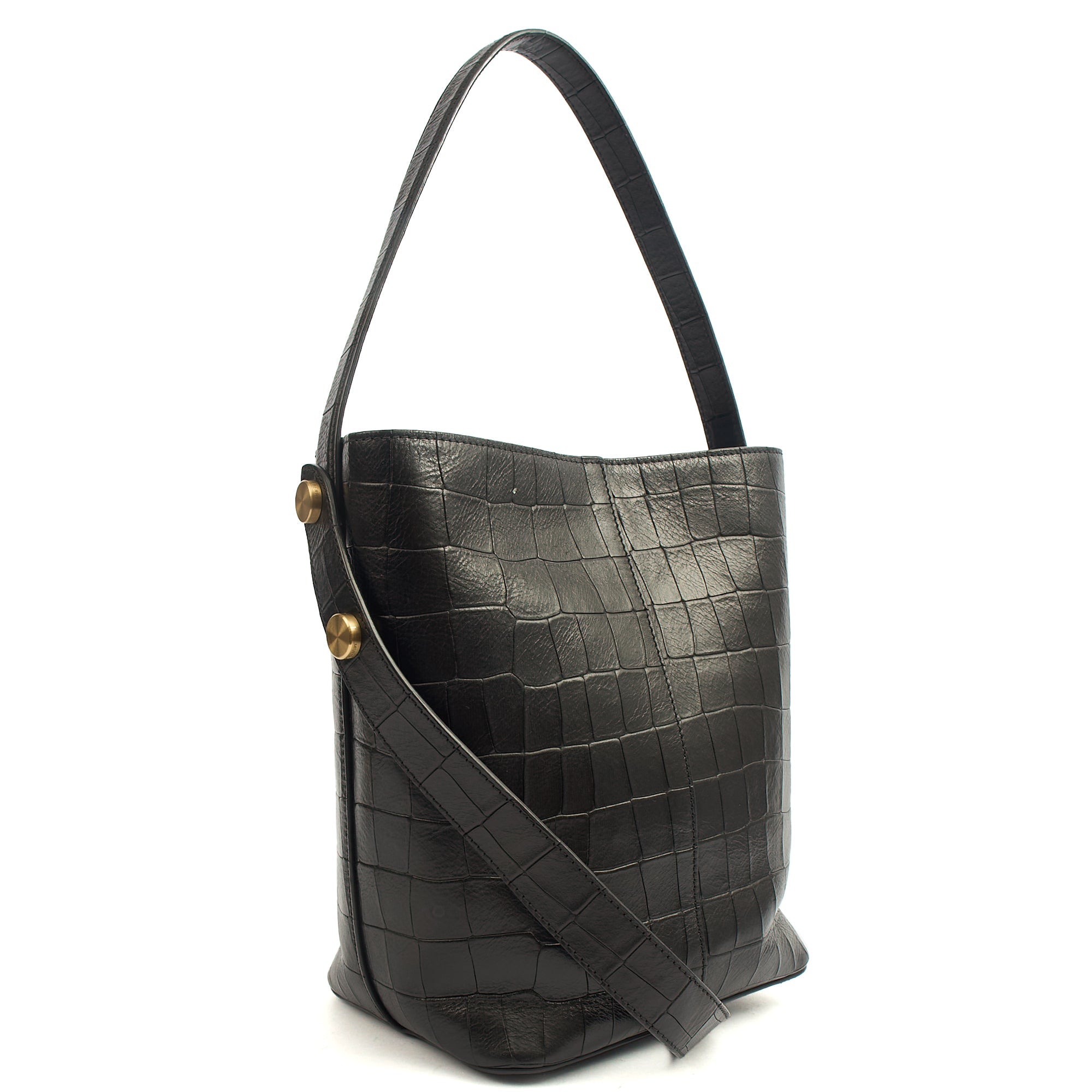 Mulberry Bucket Bag Kite Tote in Black, Exotic Effect Leather