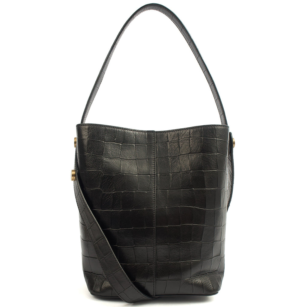 Mulberry Bucket Bag Kite Tote in Black, Exotic Effect Leather