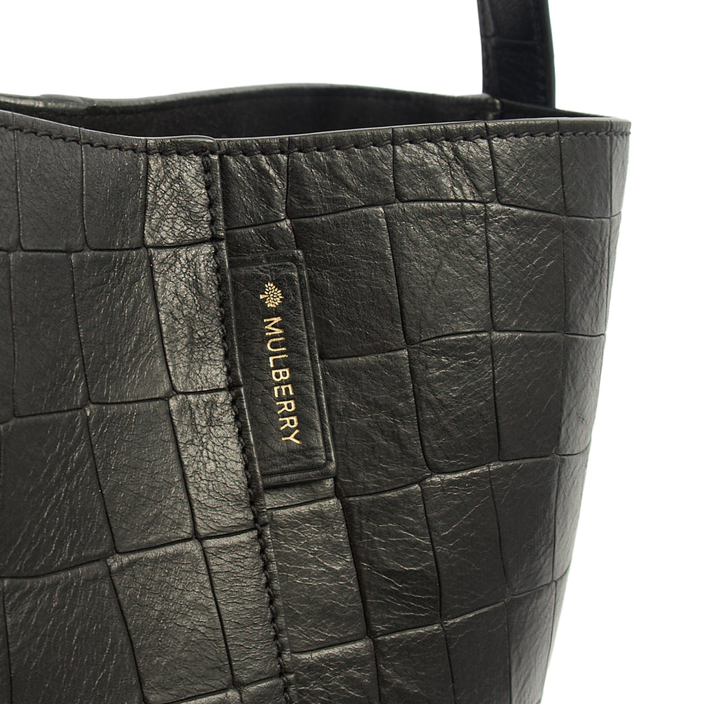 Mulberry Bucket Bag Kite Tote in Black, Exotic Effect Leather
