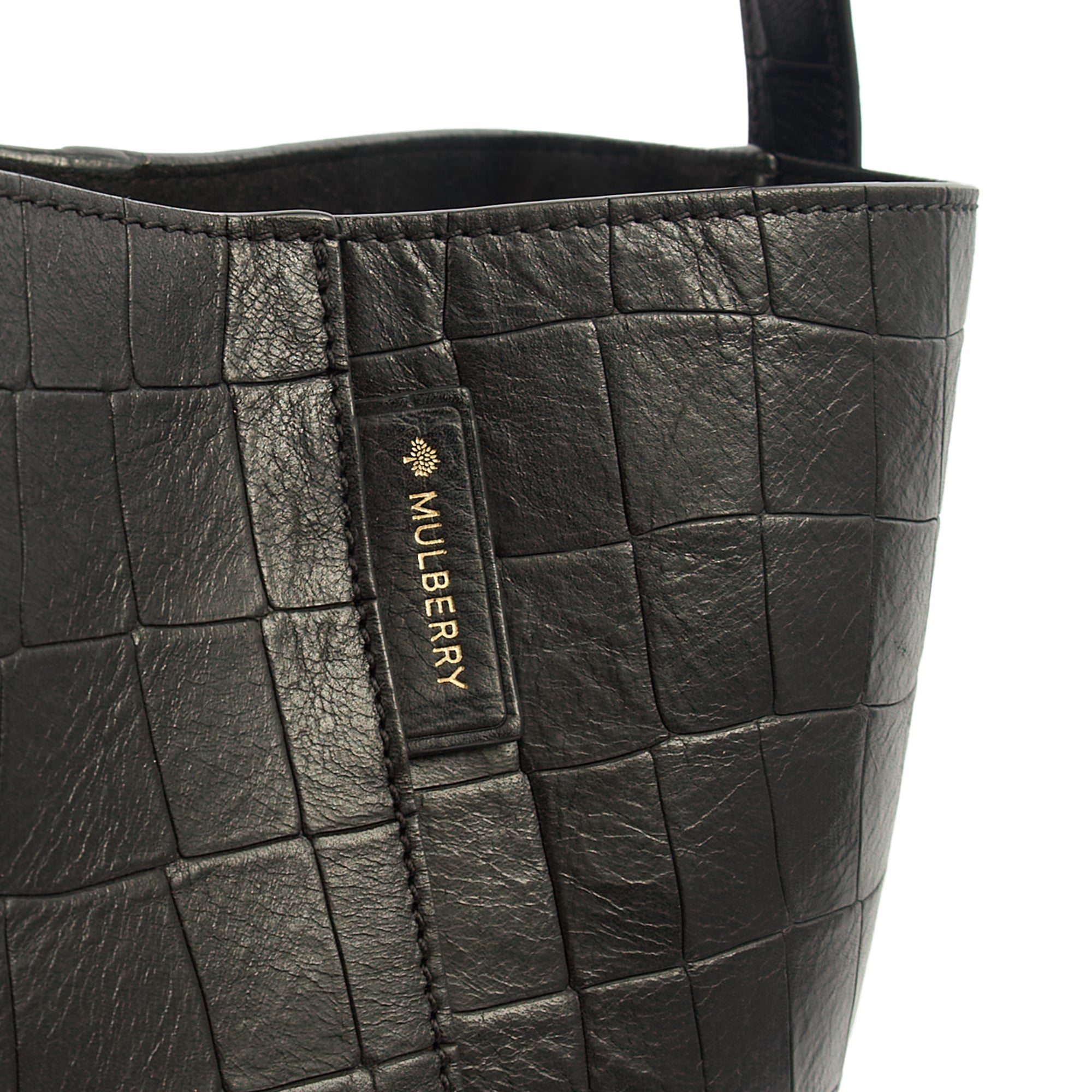 Mulberry Bucket Bag Kite Tote in Black, Exotic Effect Leather