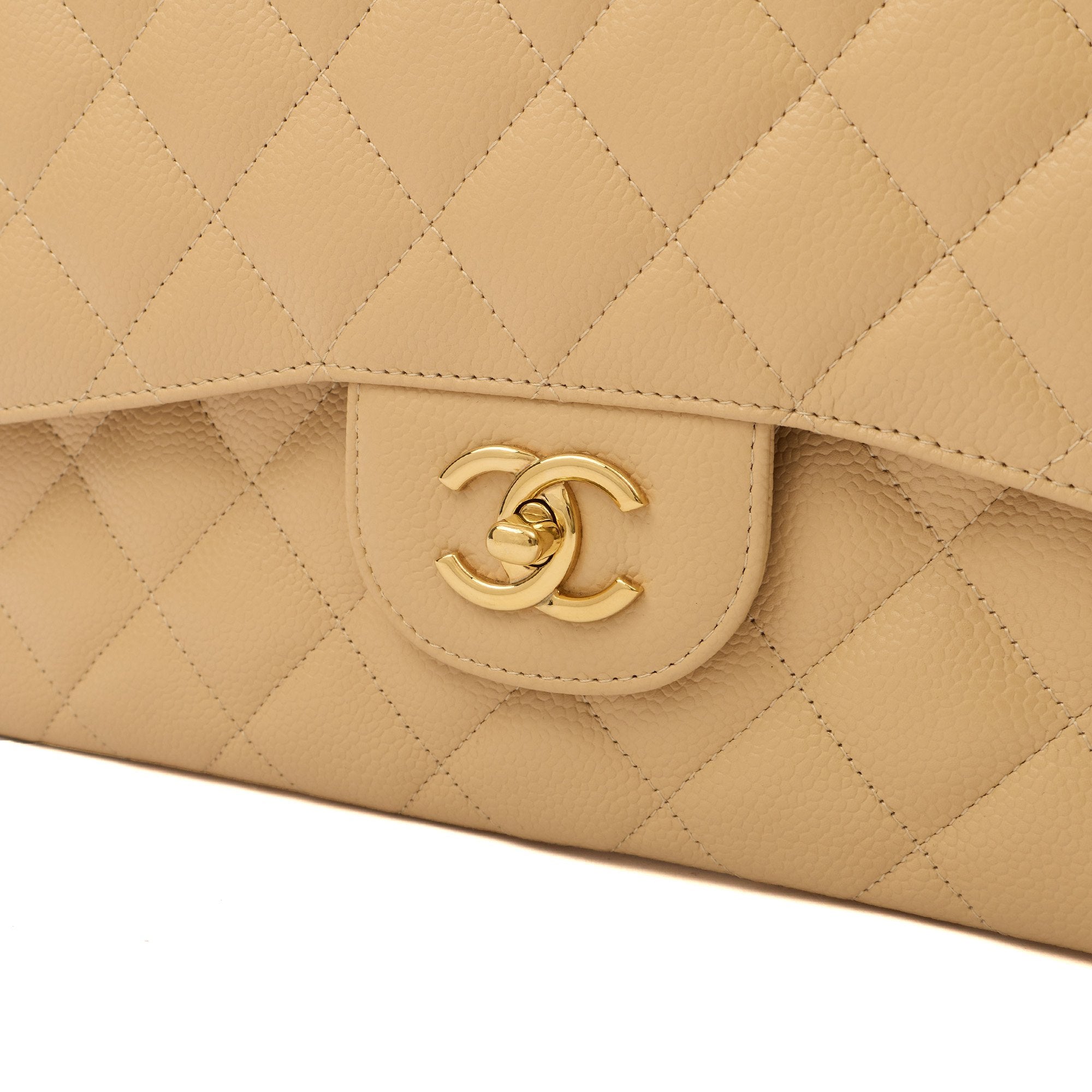 Chanel Shoulder Bag Classic Double Flap - Large in Neutral, Caviar Leather
