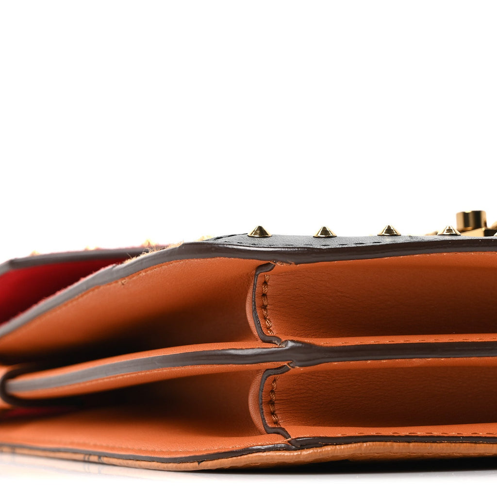 Suede Calf Hair Visetos Patricia Crossbody Bag Cognac Multicolor