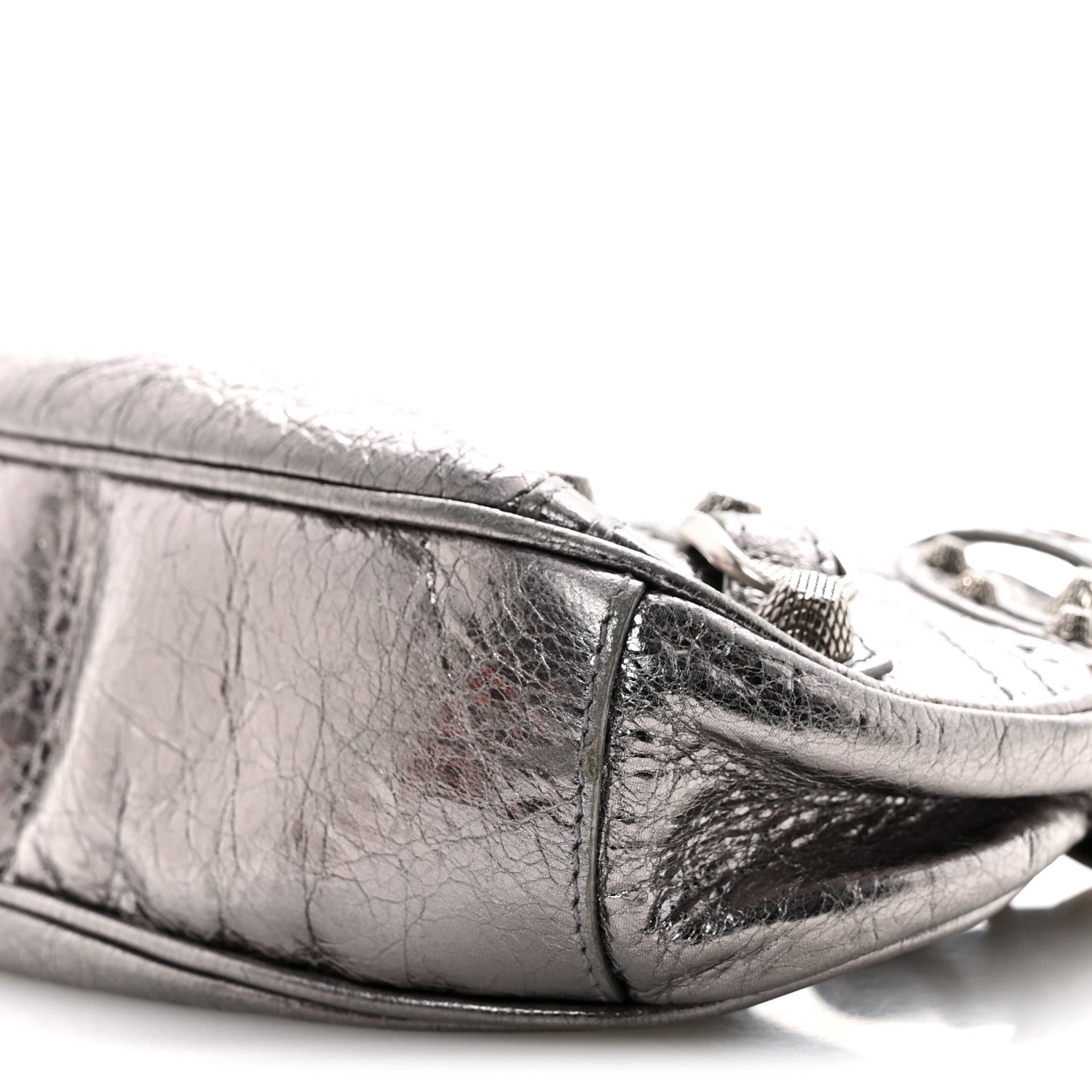 Metallic Agneau Arena Le Cagole Shoulder Bag XS Silver