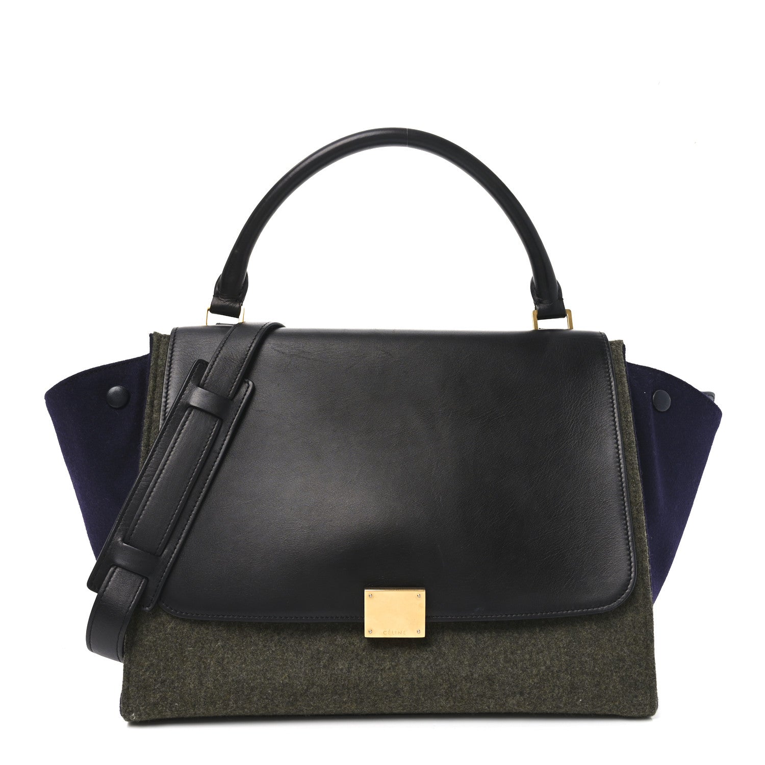 Smooth Calfskin Felt Medium Trapeze Khaki