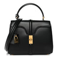 Satinated Calfskin Small 16 Top Handle Bag Black