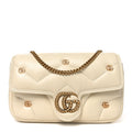 Calfskin Matelasse Double G Studs Mini Torchon GG Marmont Shoulder Bag White