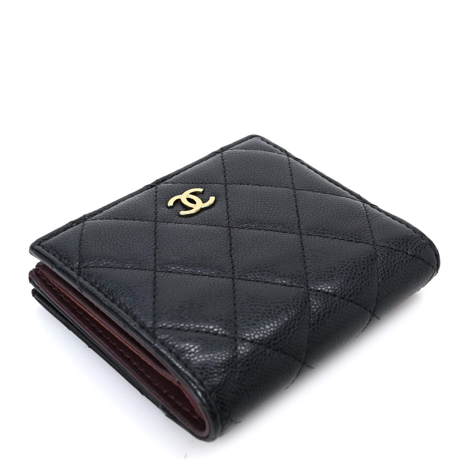 Caviar Quilted CC Zip Compact Wallet Black