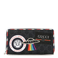 GG Supreme Monogram Night Courrier Embroidered Zip Around Wallet