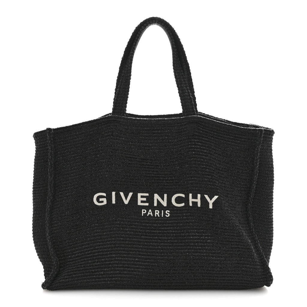 Raffia Large G Shopping Tote Black