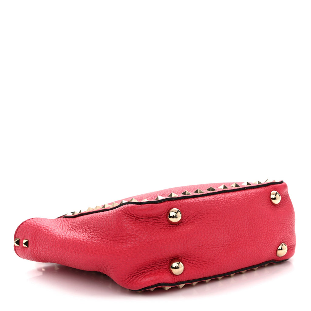 Pebbled Calfskin Mini Rockstud Tote  Cyclamin