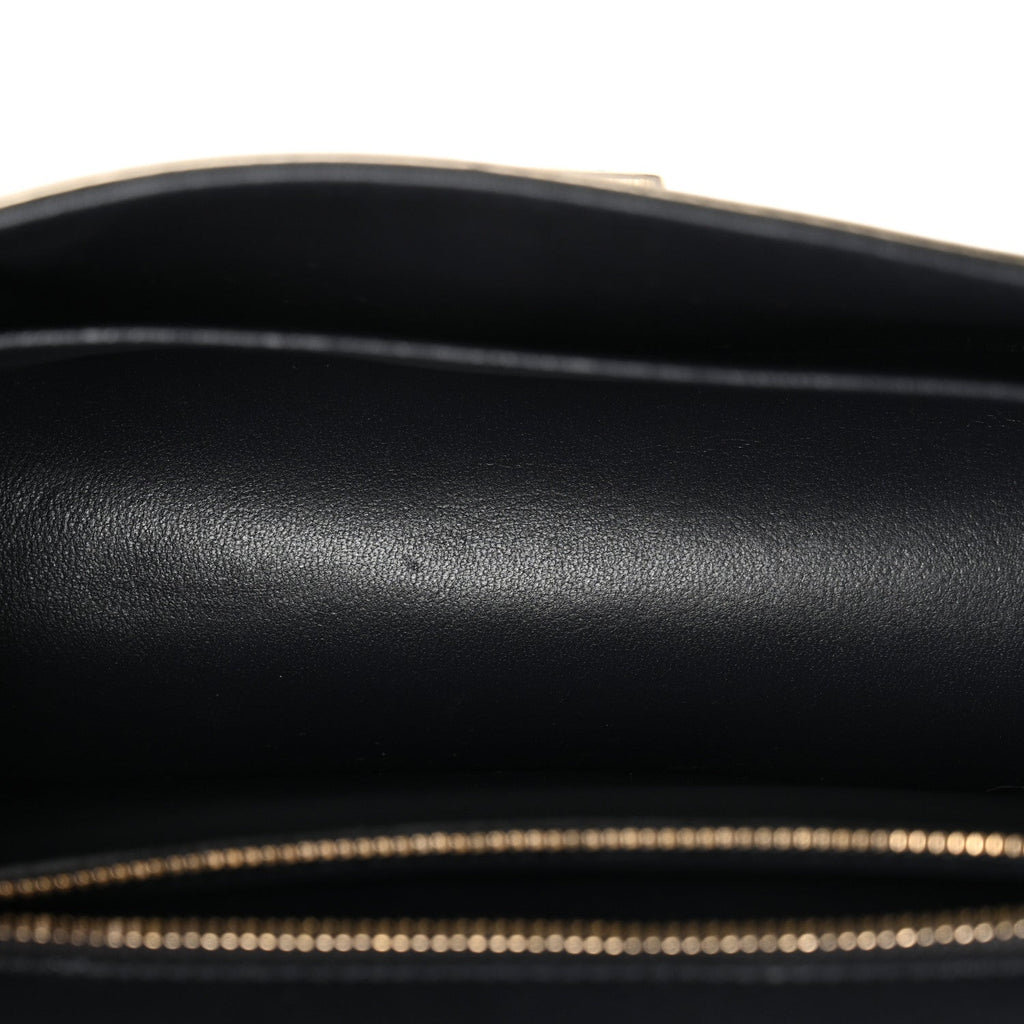Metallic Patent Micro-Cannage Small Diorama Flap Bag Gold