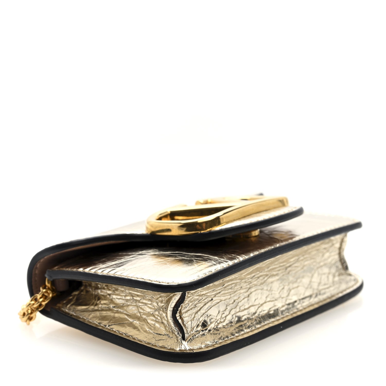 Metallic Calfskin Vlogo Micro Loco Shoulder Bag Platino