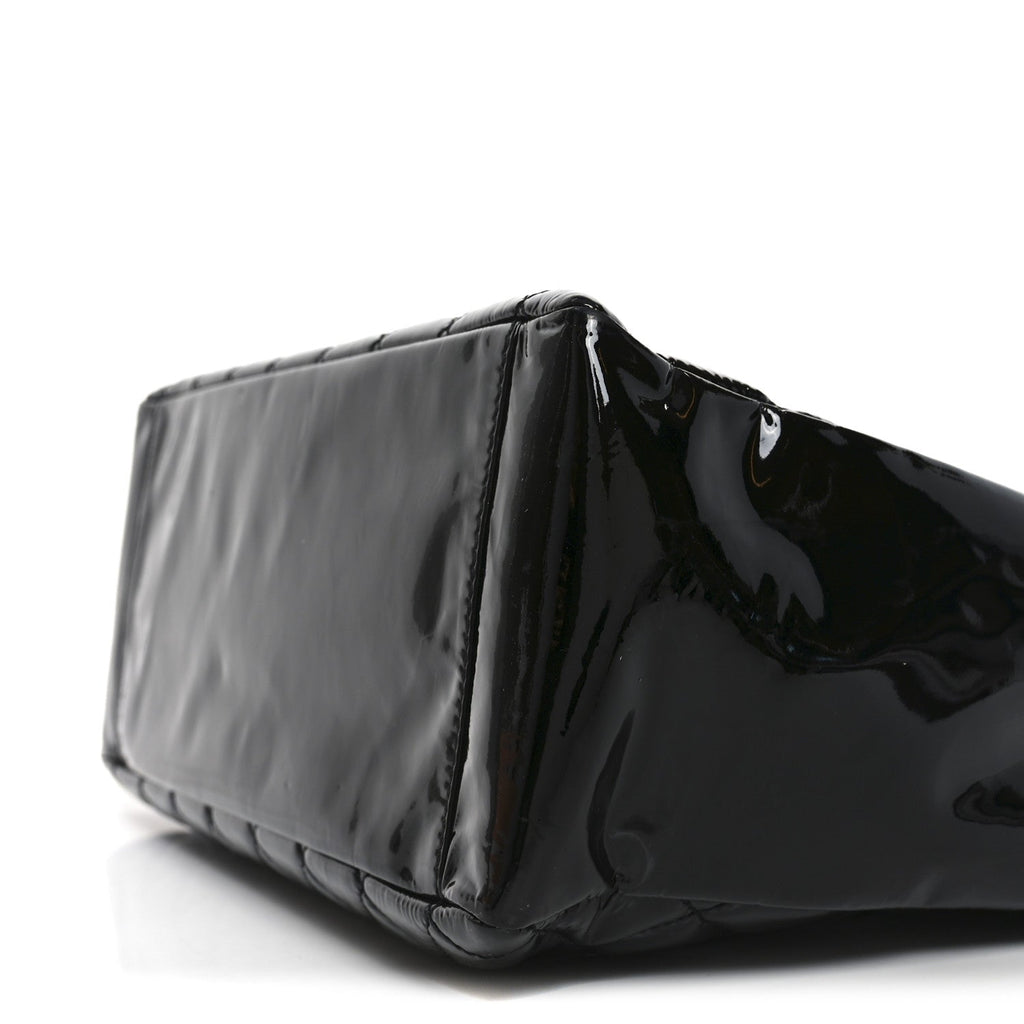 Patent Quilted Grand Shopping Tote GST Black