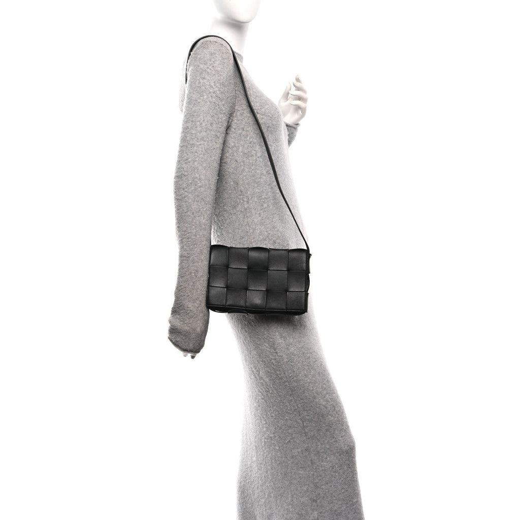 Lambskin Maxi Intrecciato Cassette Crossbody Bag Black