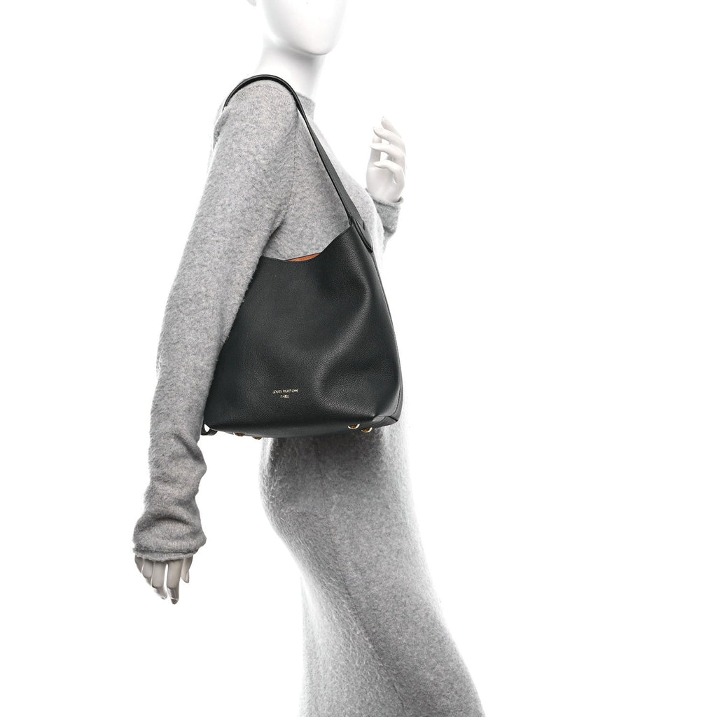 Grained Calfskin Low Key Hobo PM Black
