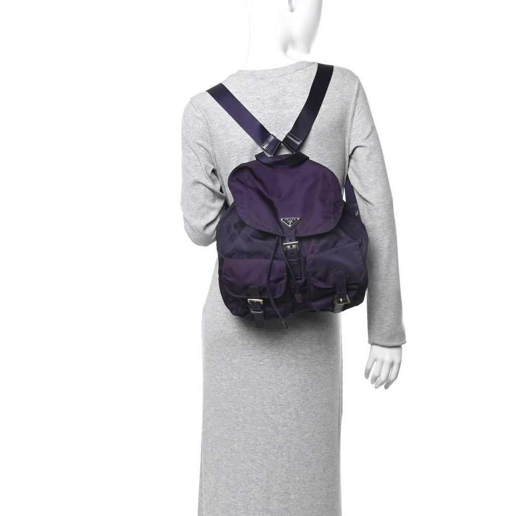 Tessuto Nylon Saffiano Medium Backpack Purple