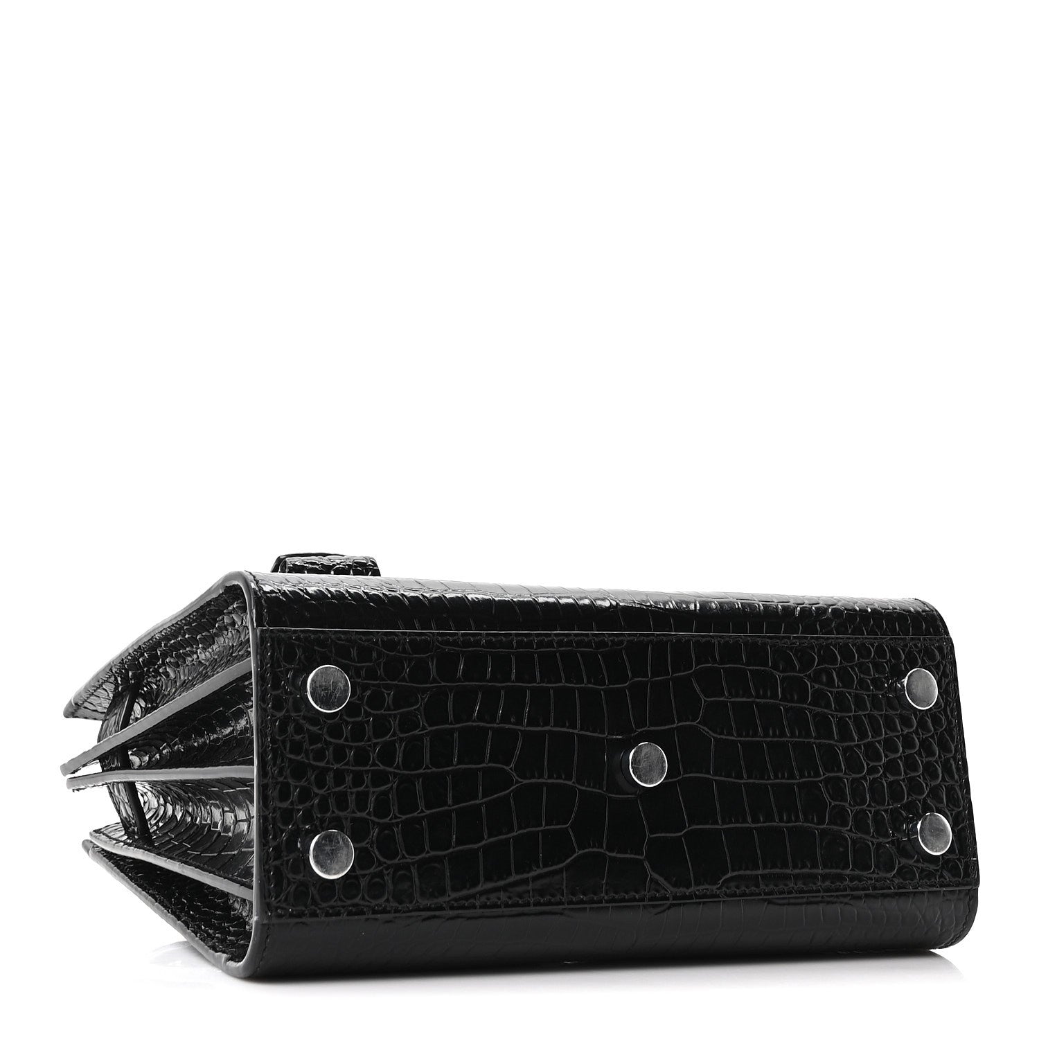 Calfskin Crocodile Embossed Nano Sac De Jour Black