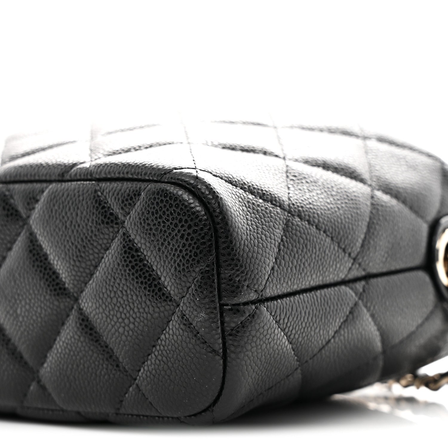 Caviar Quilted Hobo Clutch With Chain Black
