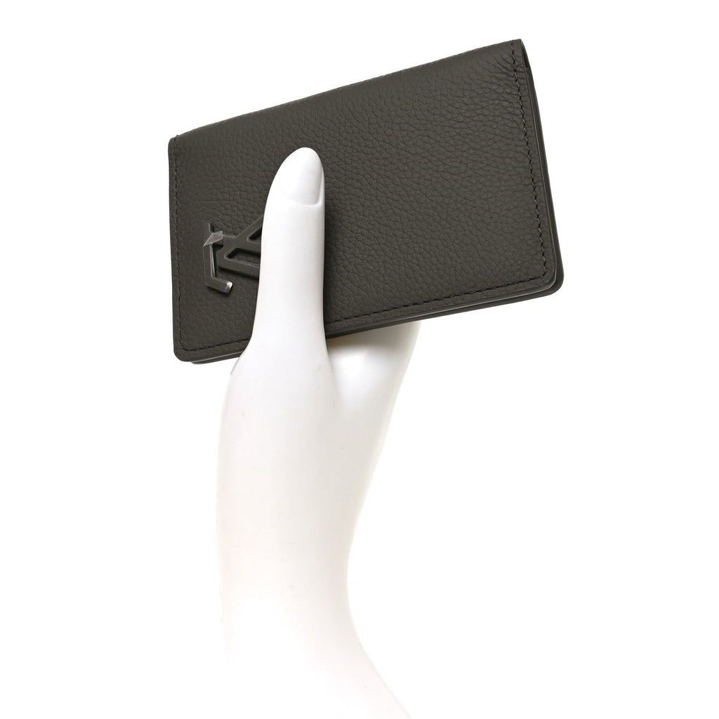 Grained Calfskin Aerogram Pocket Organizer Khaki