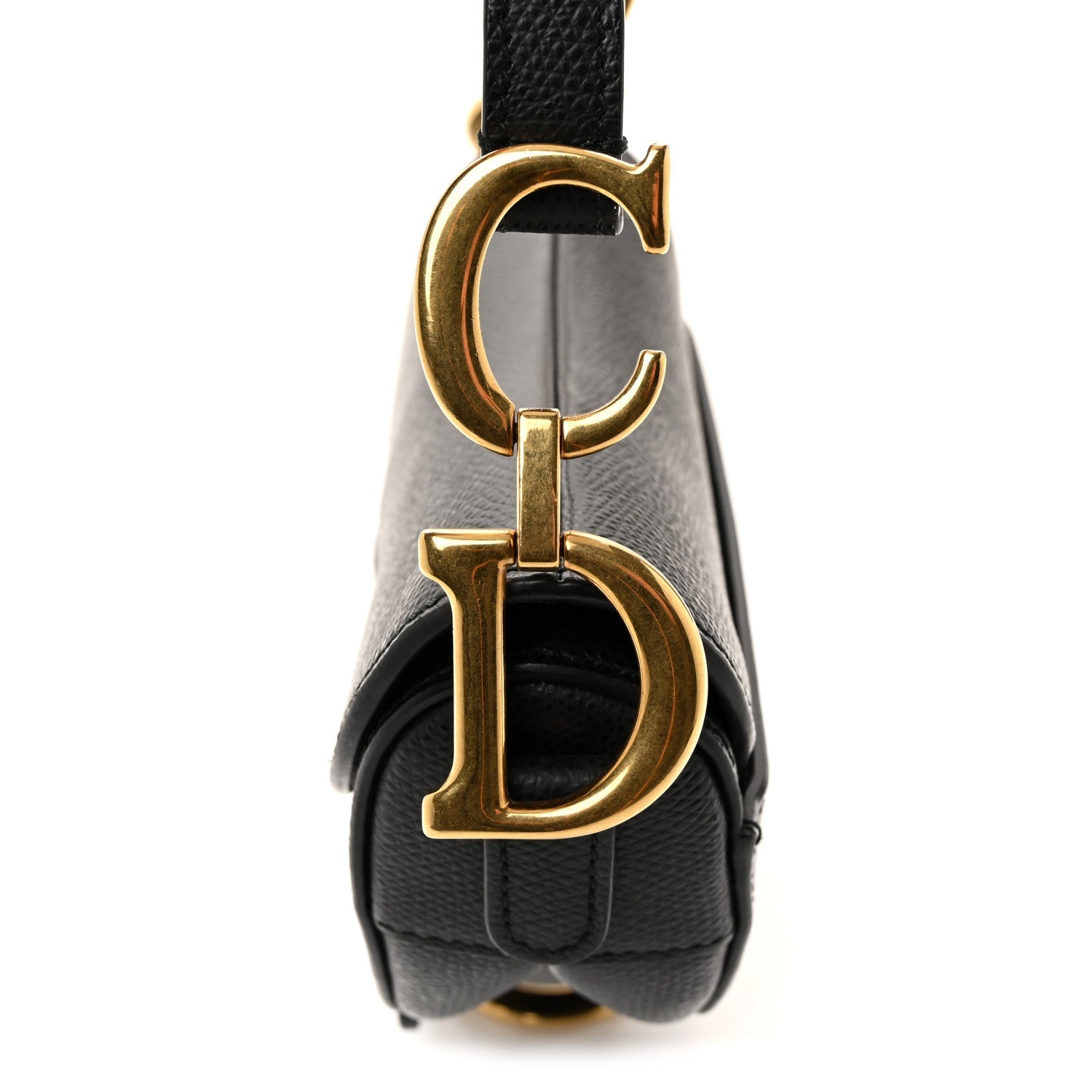 Grained Calfskin Mini Saddle Bag Black