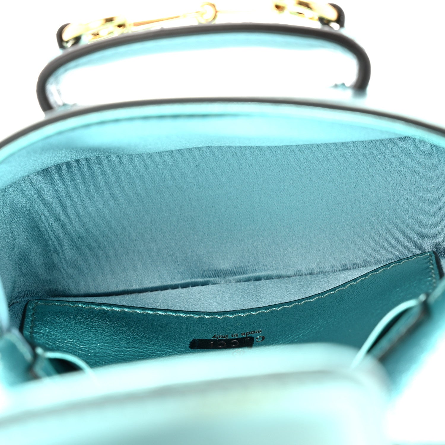 Metallic Calfskin Super Mini Horsebit 1955 Shoulder Bag Light Blue