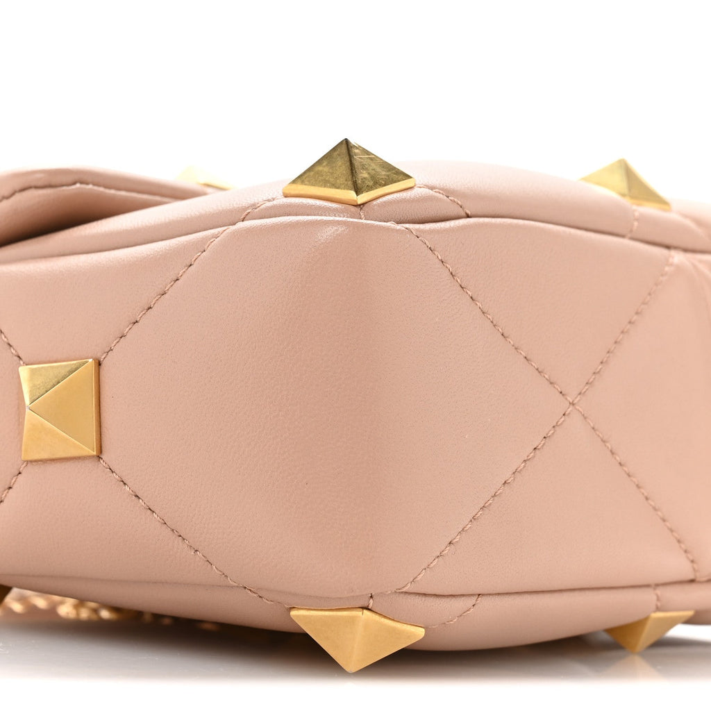 Nappa Medium Roman Stud Shoulder Bag Rose Cannelle