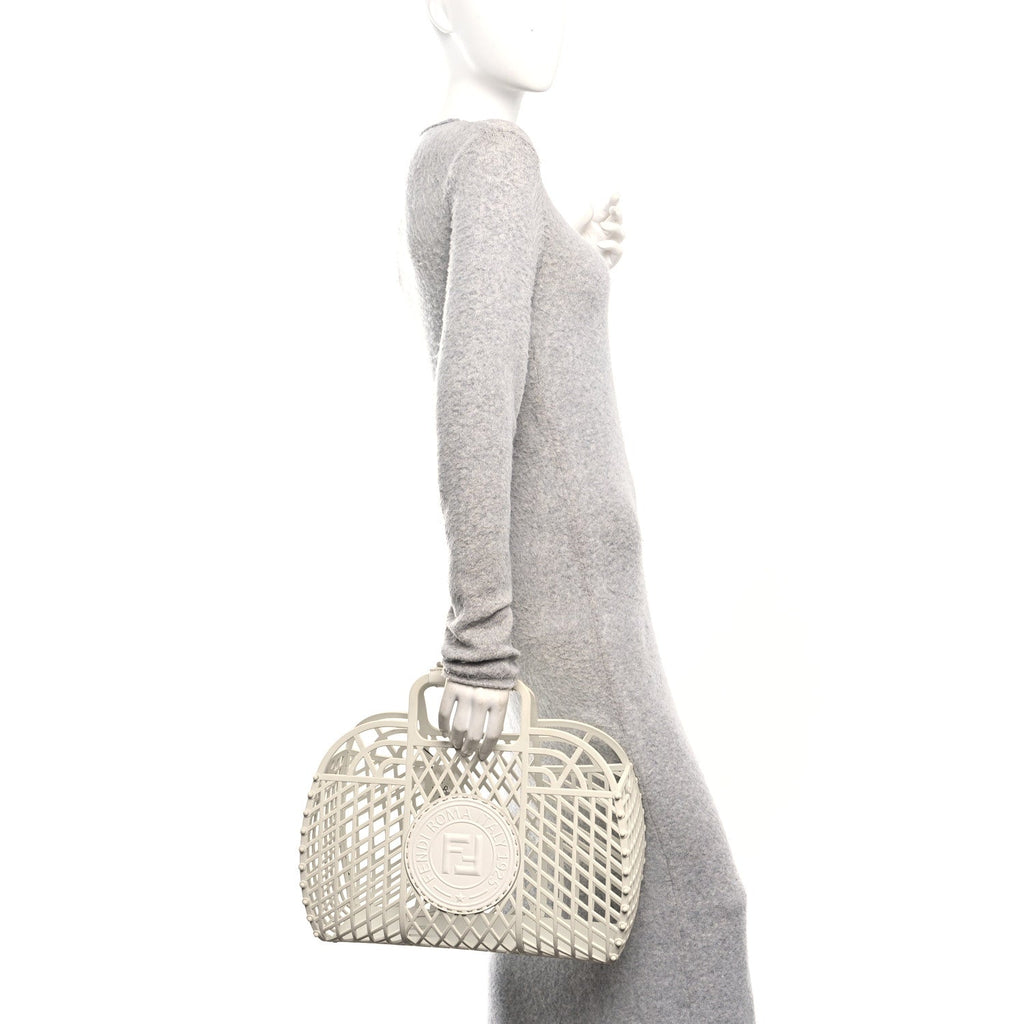 Recycled Plastic Vitello Liberty Matte Medium Fendi Basket White Ice