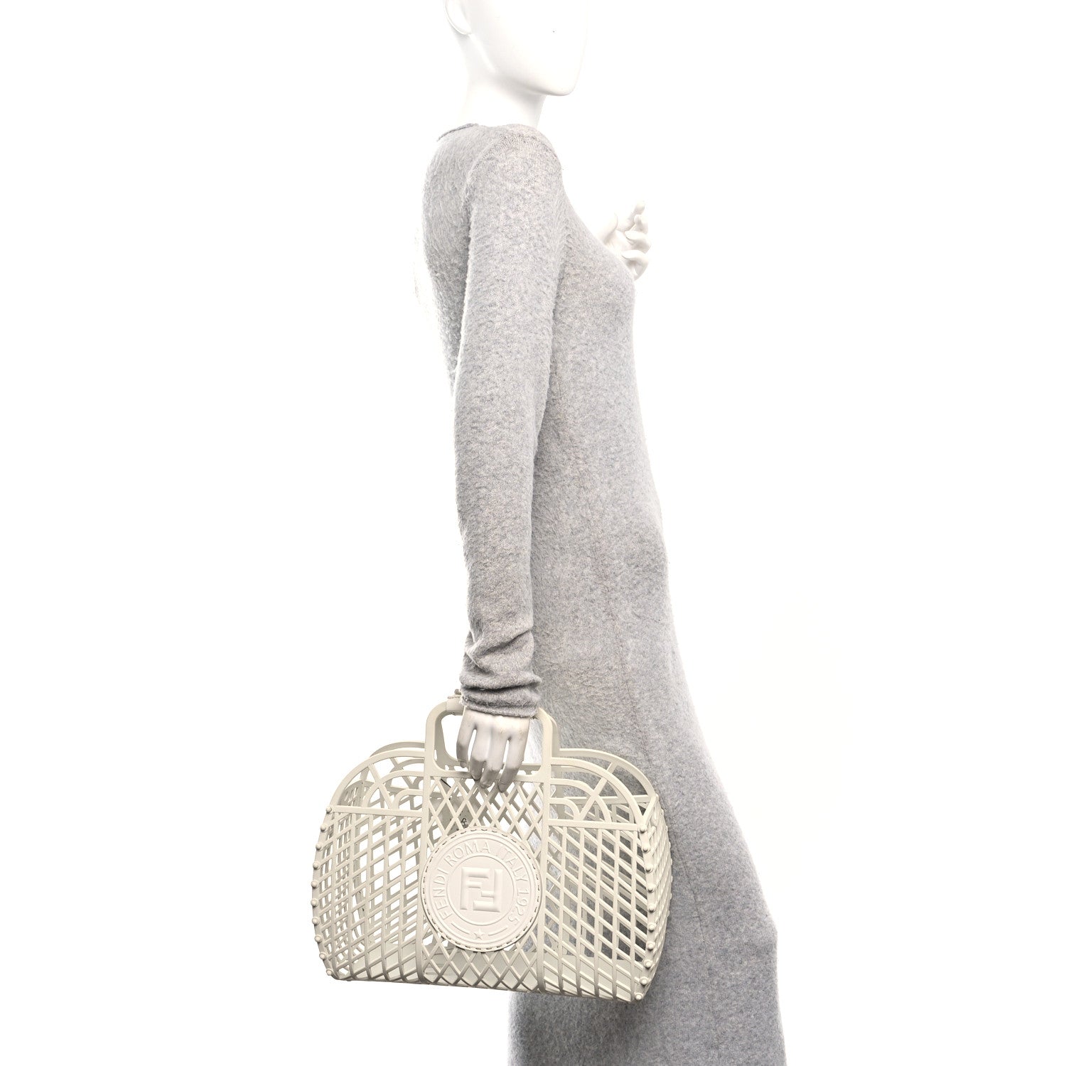 Recycled Plastic Vitello Liberty Matte Medium Fendi Basket White Ice