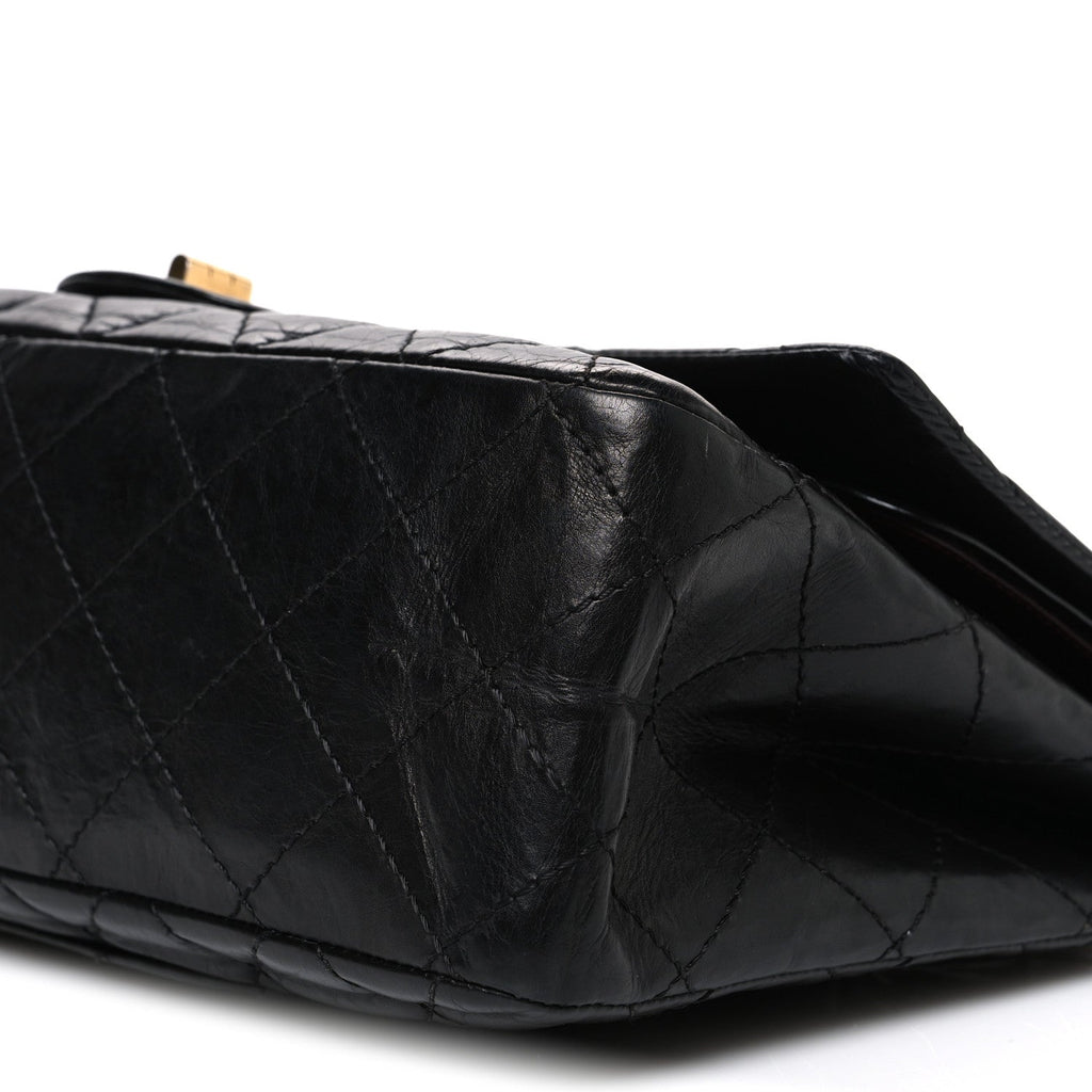 Aged Calfskin Quilted 2.55 Reissue 227 Flap Black