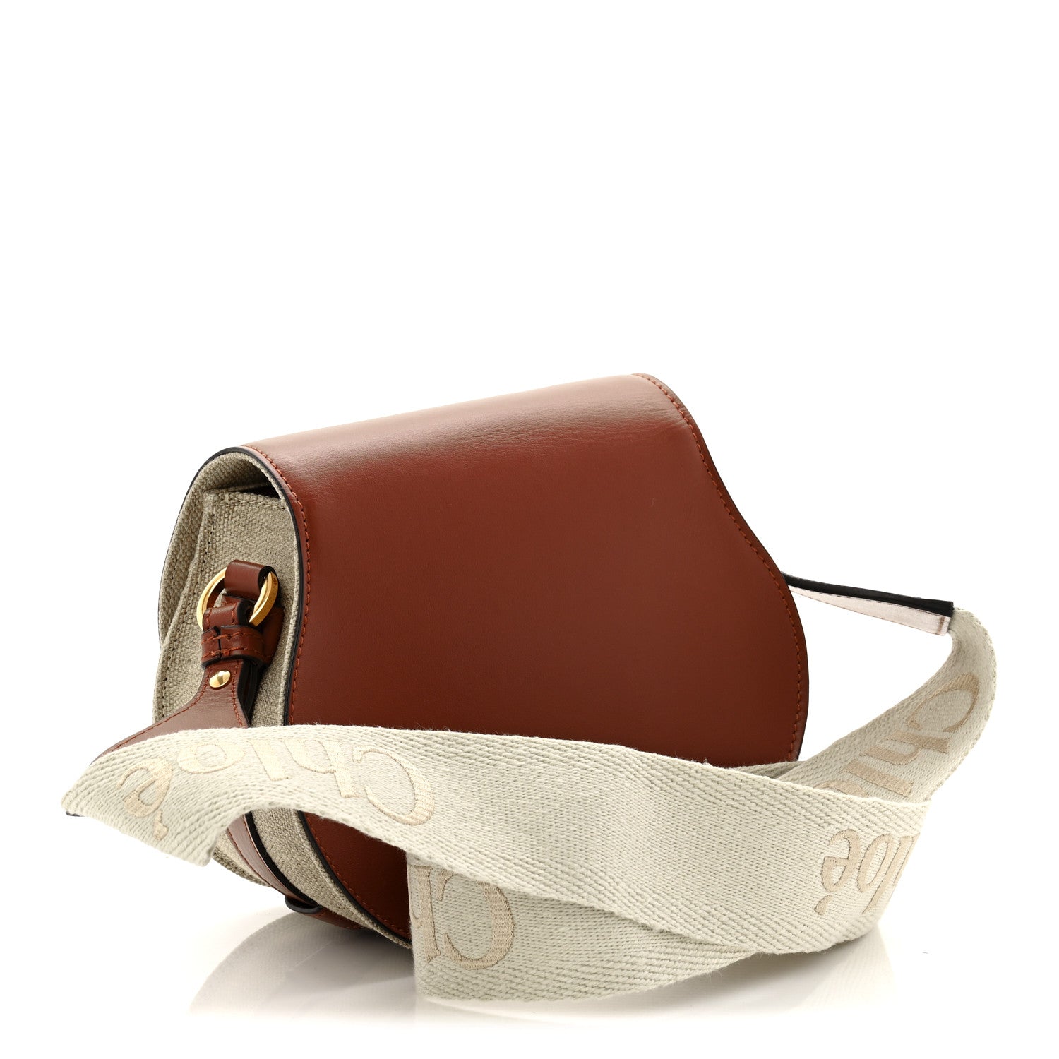 Linen Calfskin Small Marcie Saddle Bag Sepia Brown