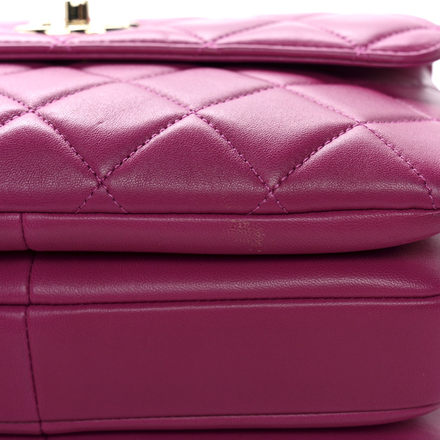 Lambskin Quilted Small Trendy CC Flap Dual Handle Bag Dark Pink