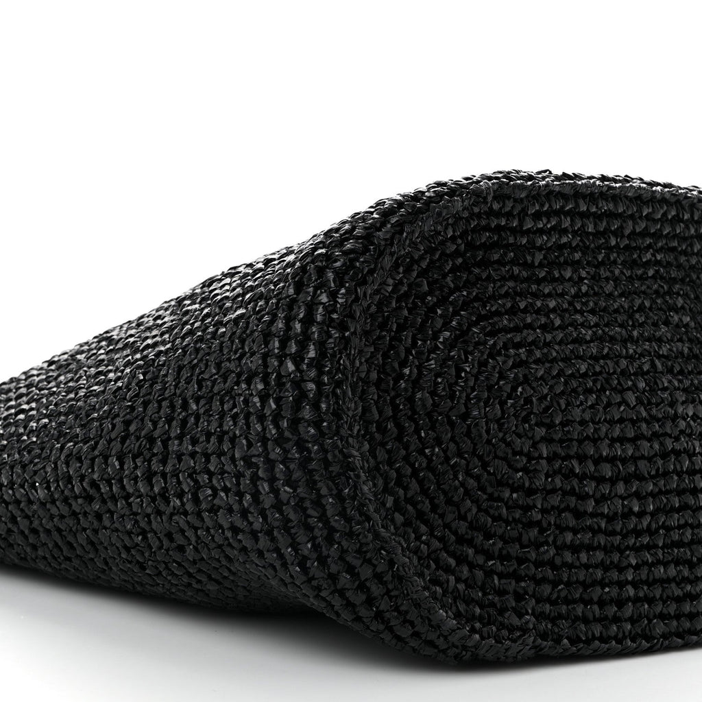 Raffia Woven Large Le Cagole Panier Tote Black