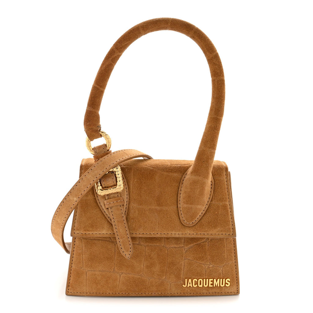 Suede Crocodile Embossed Le Chiquito Moyen Brown