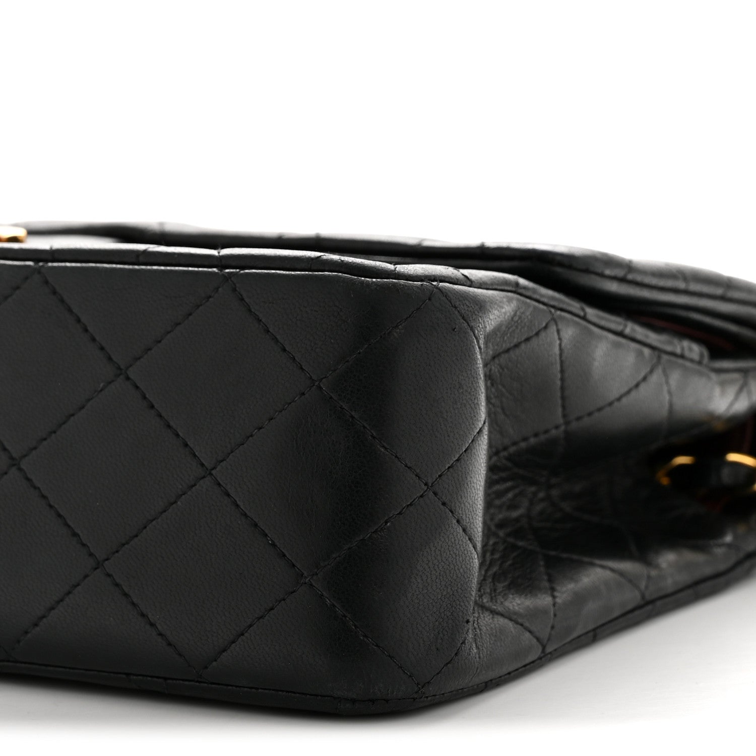 Lambskin Quilted Medium Double Flap Black