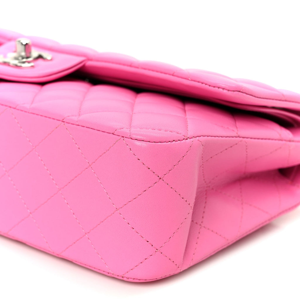 Lambskin Quilted Medium Double Flap Pink
