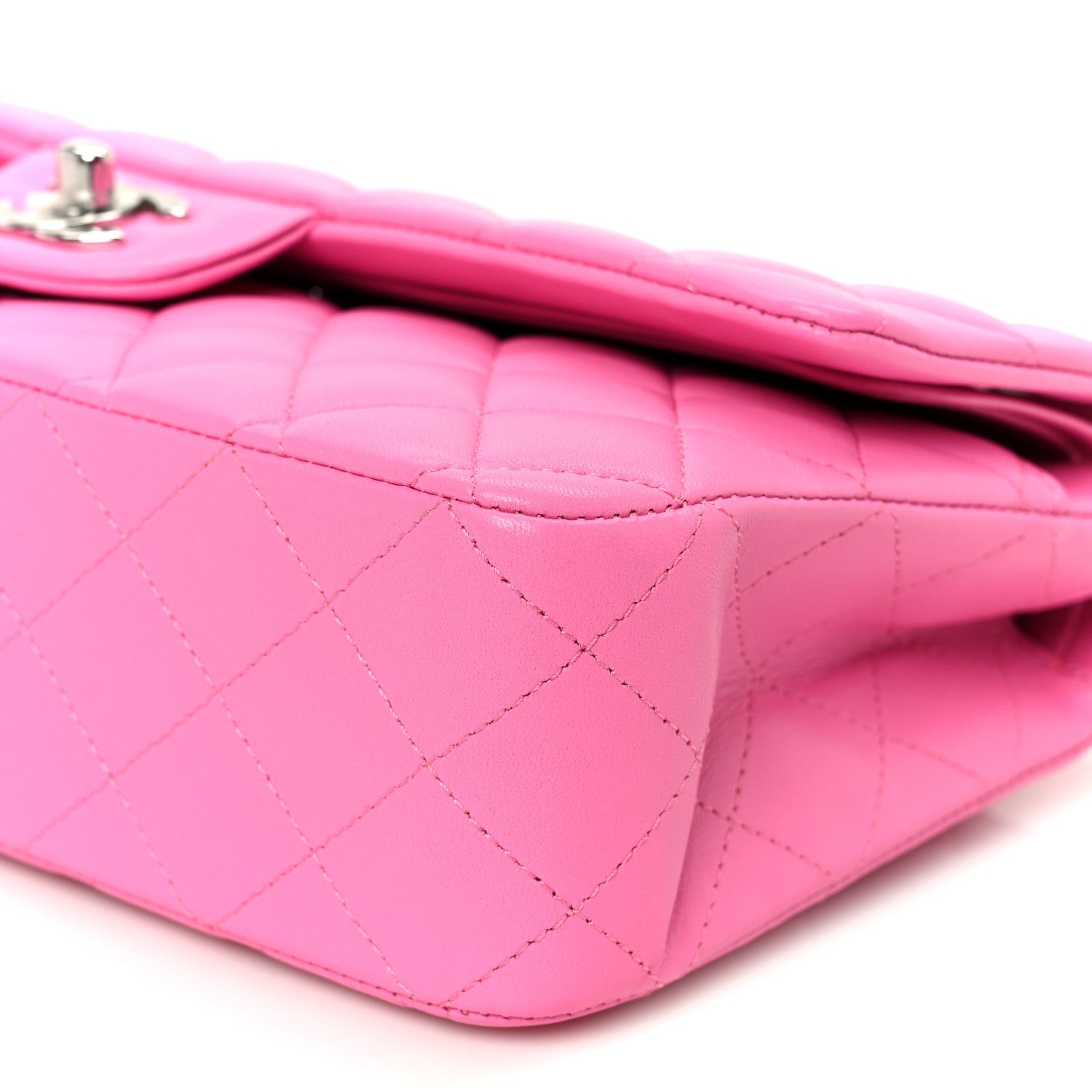 Lambskin Quilted Medium Double Flap Pink