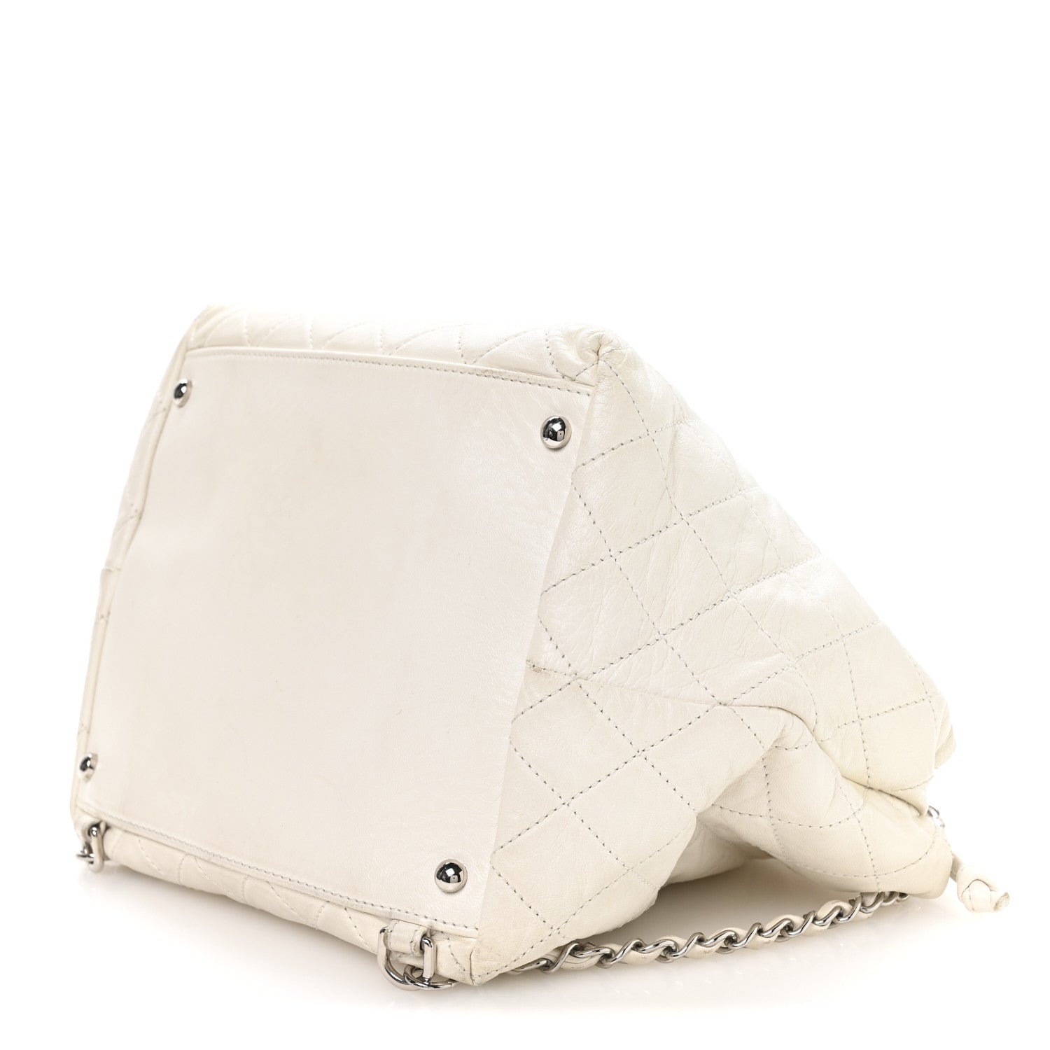 Lambskin Quilted Beijing Backpack Bag White