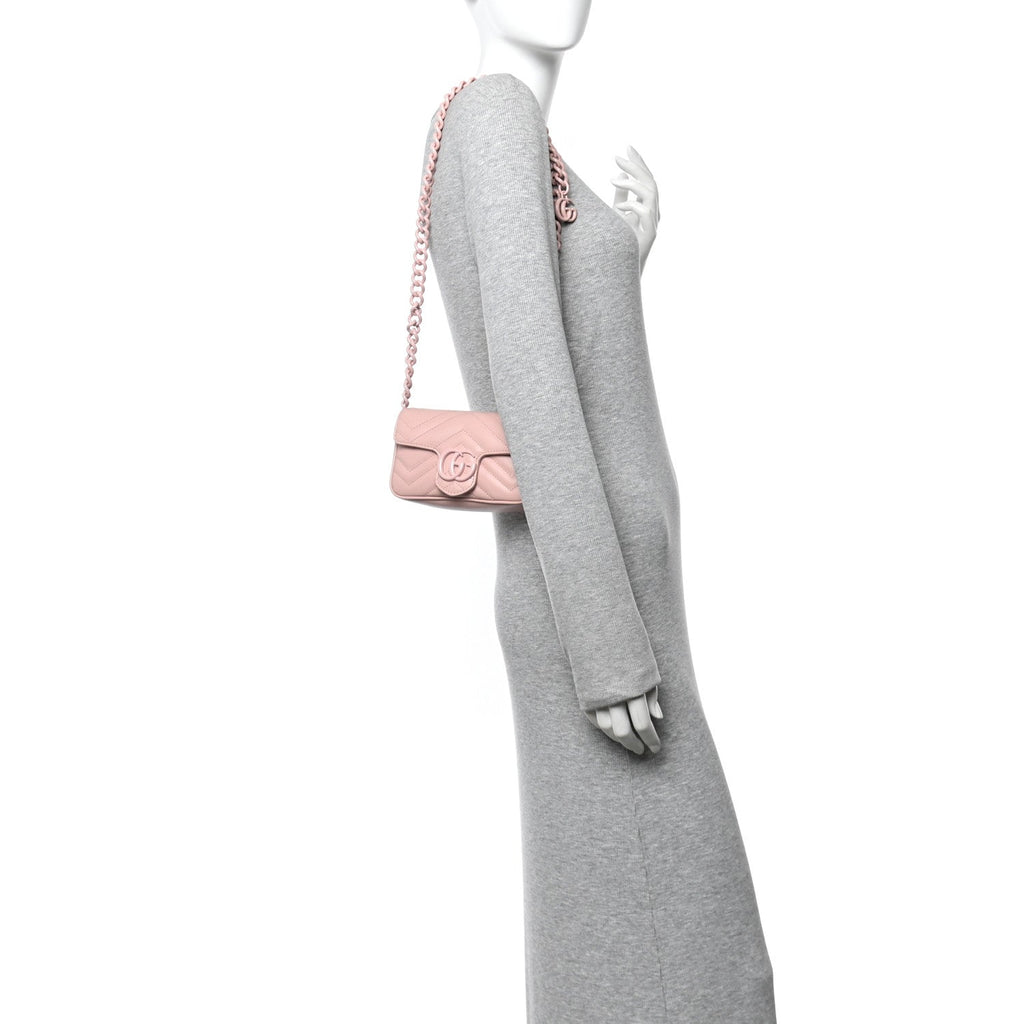 Calfskin Matelasse Monochrome GG Marmont Chain Belt Bag Perfect Pink