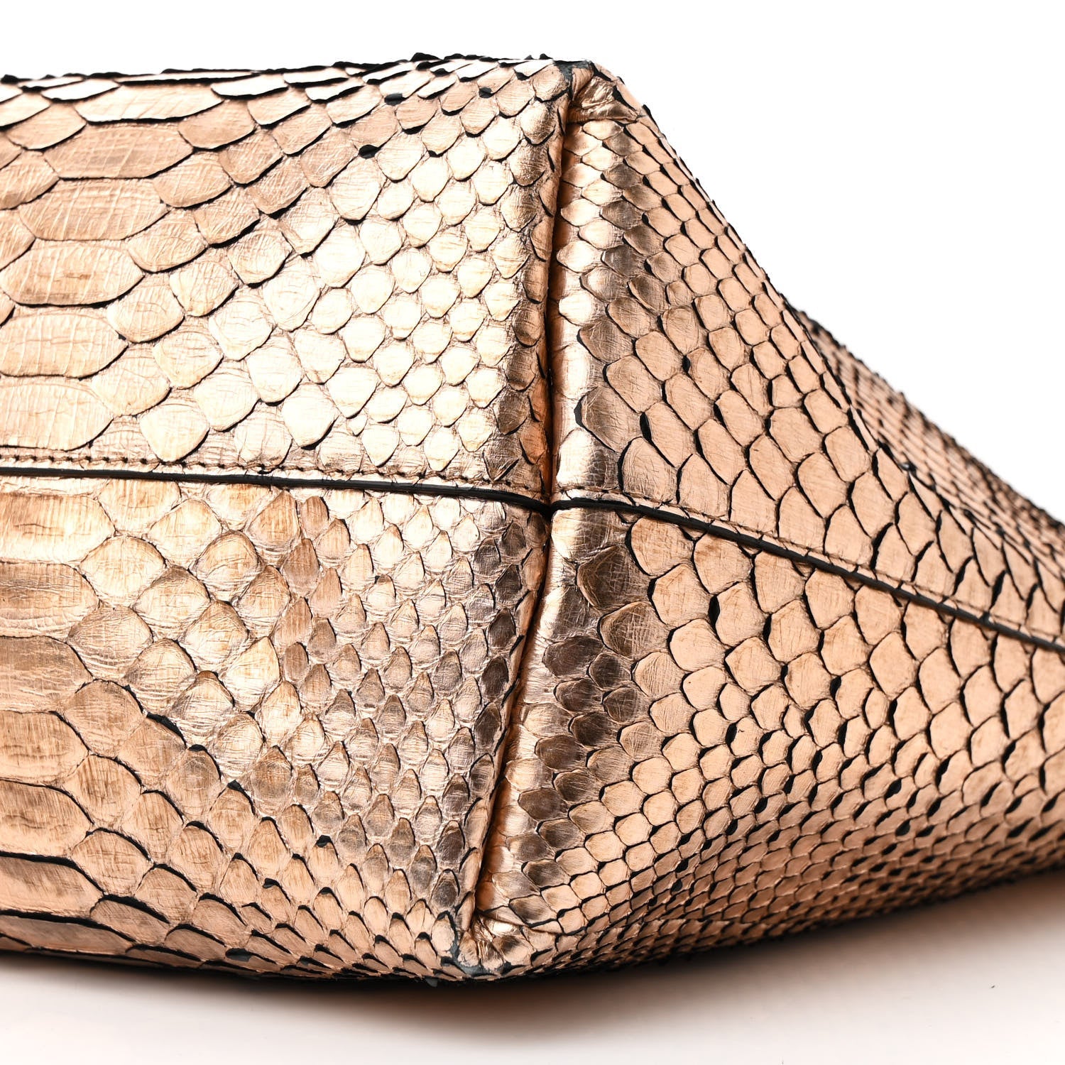 Metallic Snakeskin Small T Tote Gold
