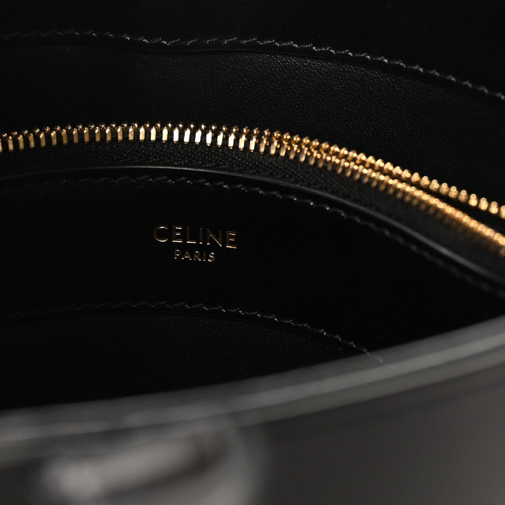Shiny Calfskin Triomphe Bucket Bag Black