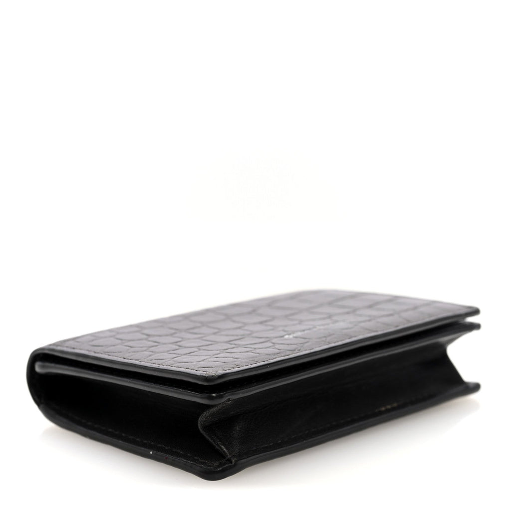 Calfskin Crocodile Embossed Business  Case Coal
