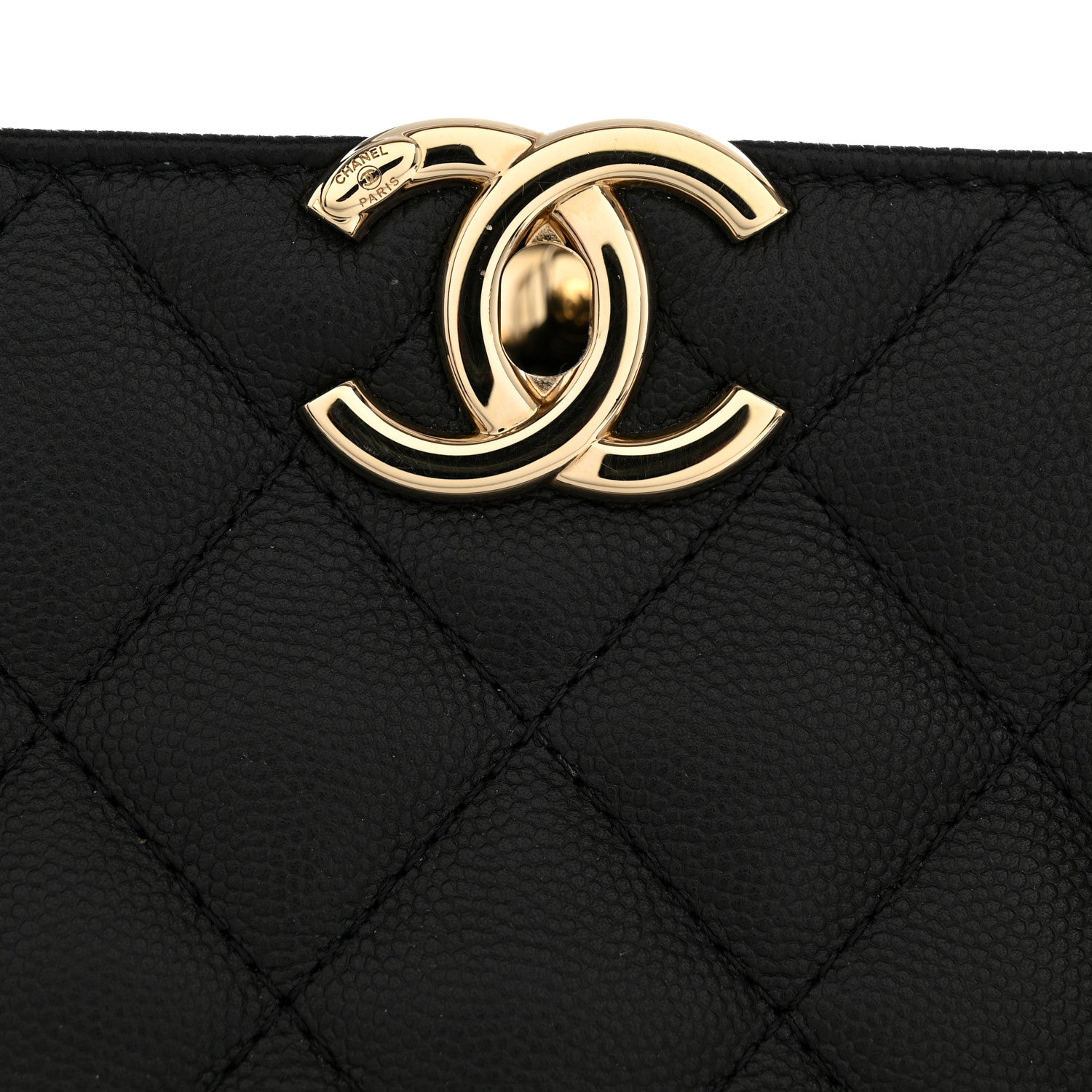 Caviar Quilted Small Shopping Tote  Black