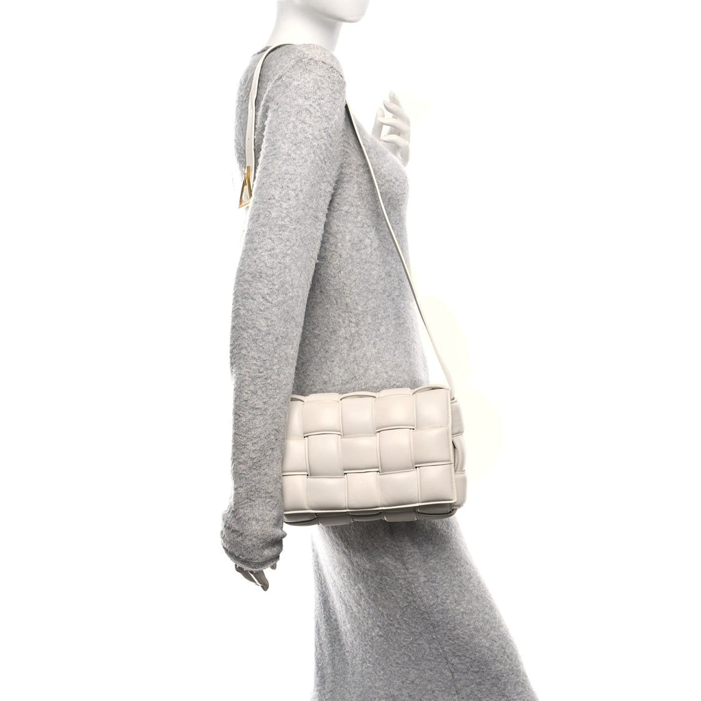 Nappa Maxi Intreccio Padded Cassette Crossbody Bag Chalk