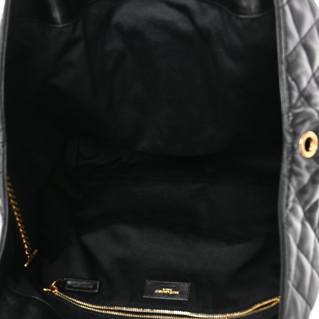 Lambskin Quilted Maxi Icare Shopping Tote Black