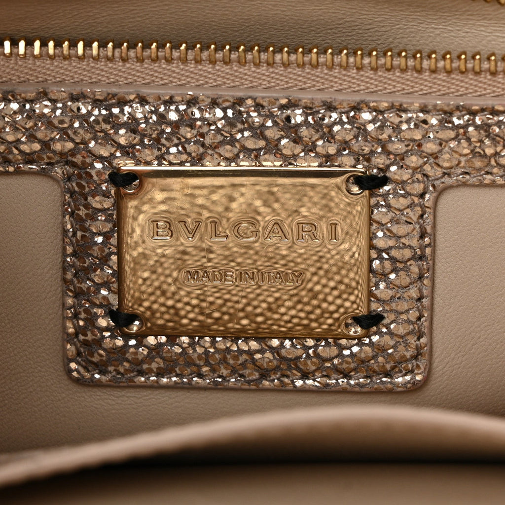 Metallic Karung Matelasse Mini Serpenti Cabochon Crossbody Gold