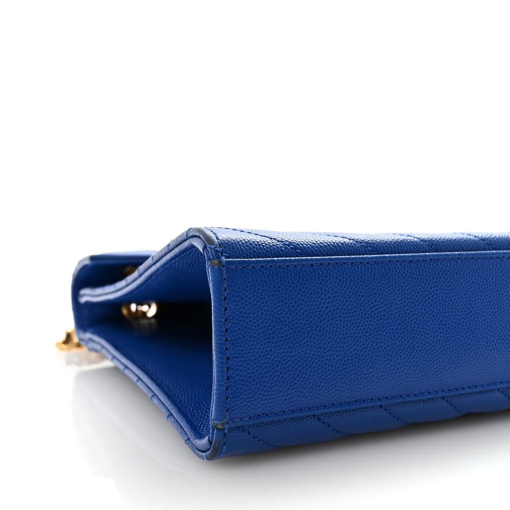 Grain De Poudre Matelasse Chevron Large Monogram Satchel Blue Majorelle