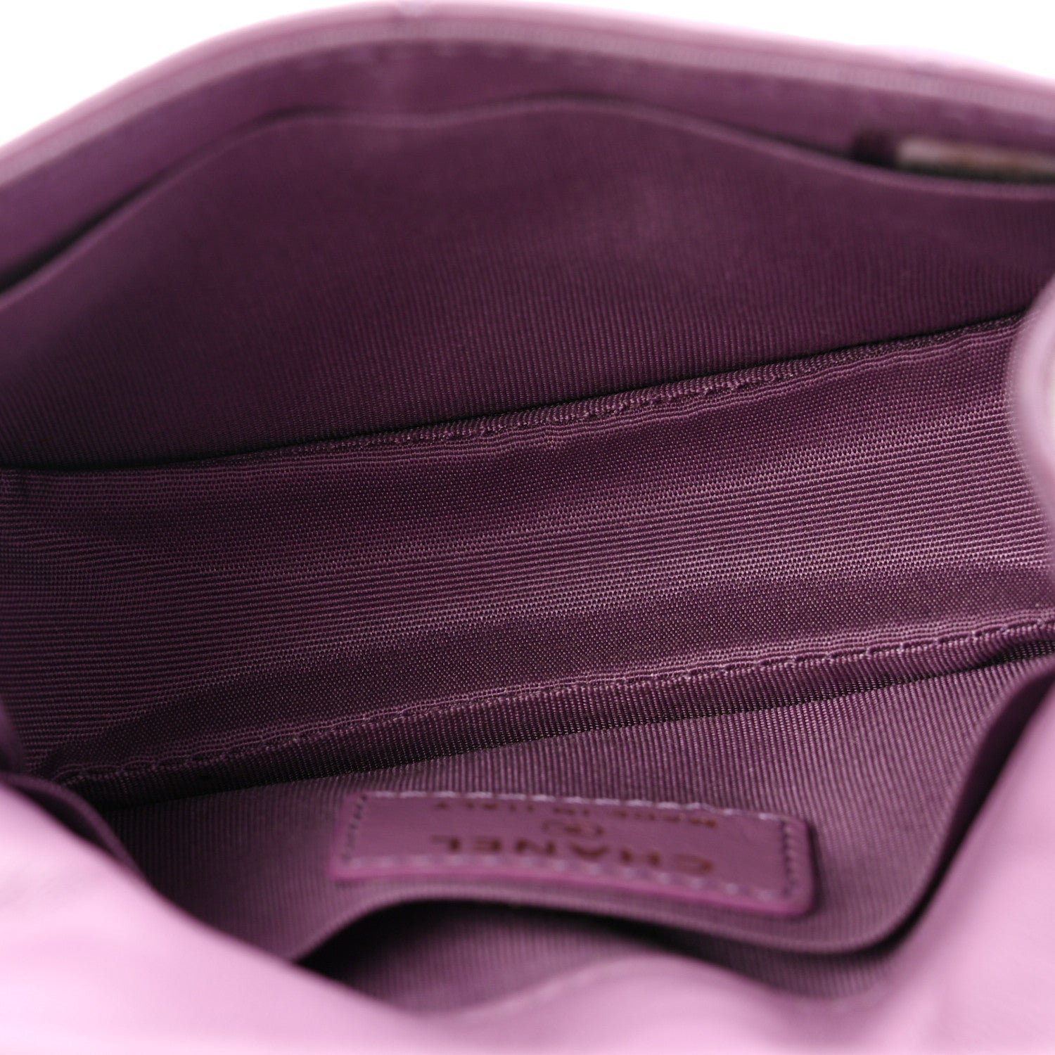Shiny Lambskin Quilted Extra Mini Flap Purple